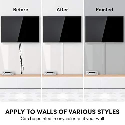 EVEO Grey Cable Management Raceway Kit 150in (125ft) | Paintable Wire Concealer for TV Wall thumbnail 5