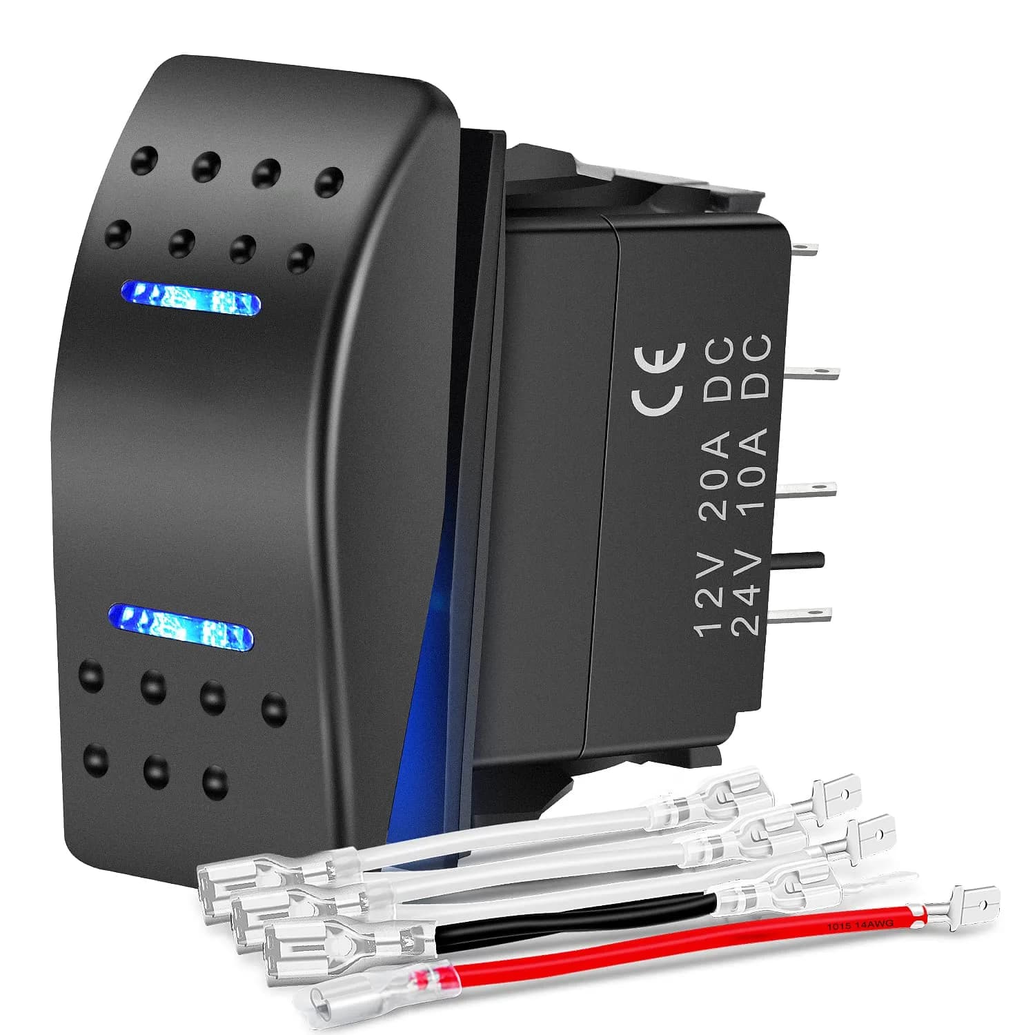 Nilight 7Pin Momentary Rocker Switch DPDT Toggle(On)-Off-(On) | 12VDC 20AMP, Blue LED, Universal Fit