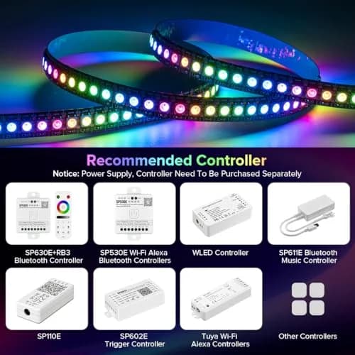 SEZO WS2812B ECO LED Strip Light 3.3FT 144LEDs/m Individually Addressable | Full Color RGB Dream Lighting thumbnail 4