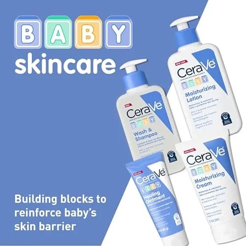 CeraVe Baby Lotion Gentle Skin Care with Ceramides, Niacinamide & Vitamin E, Fragrance-Free, 473ml (16 Fl Oz) thumbnail 5