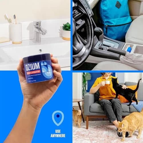 Ozium Odor Eliminating Gel Air Freshener Alternative New Car Scent 18 oz (4 x 4.5 oz) | Eliminates Smoke & Stubborn Odors thumbnail 4