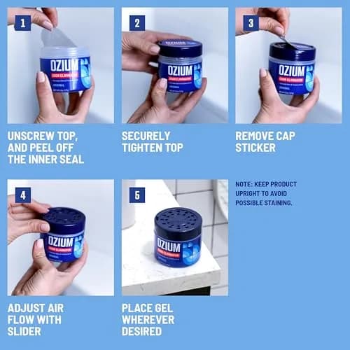 Ozium Odor Eliminating Gel Air Freshener Alternative New Car Scent 18 oz (4 x 4.5 oz) | Eliminates Smoke & Stubborn Odors thumbnail 6