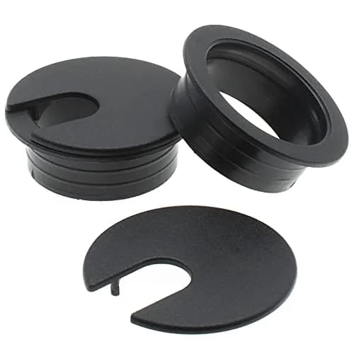 LBTODH Black 35mm (1-3/8 Inch) Desk Grommet - 2 Pcs Cable Management Hole Cover for Computer Tables - view 2