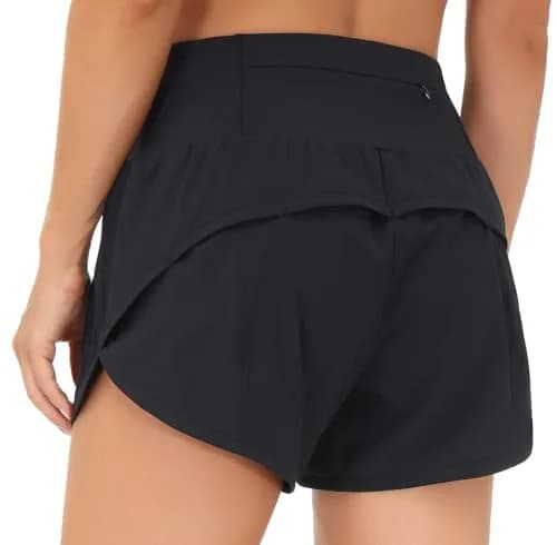 THE GYM PEOPLE Women's High Waisted Running Shorts Quick Dry Mesh Liner (Black, Small) | Supportive, Breathable & Moisture-Wicking thumbnail 1