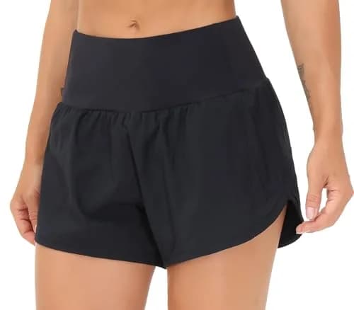 THE GYM PEOPLE Women's High Waisted Running Shorts Quick Dry Mesh Liner (Black, Small) | Supportive, Breathable & Moisture-Wicking thumbnail 6