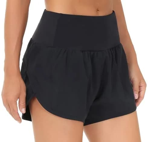 THE GYM PEOPLE Womens High Waisted Running Shorts Quick Dry Athletic Workout Shorts with Mesh Liner Zipper Pockets (Black, X-Large) | Supportive Fit & Breathable Design thumbnail 2