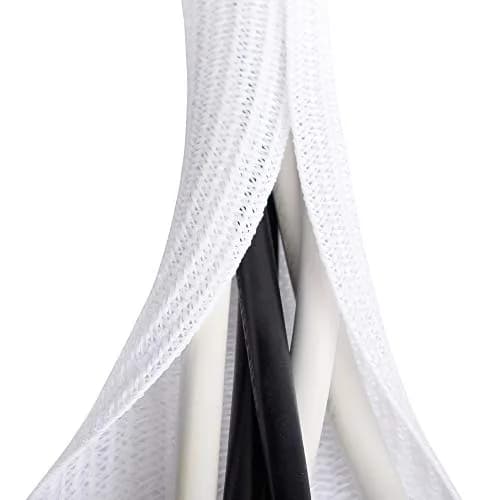 ZhiYo White Braided Cable Sleeve 20ft (6.1m) | Organizes 4-8 Cables thumbnail 1