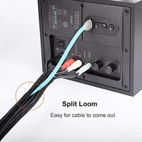 ZhiYo Black Braided Cable Sleeve 20ft (6.1m) | Pet-Resistant Wire Protector Tubing thumbnail 4
