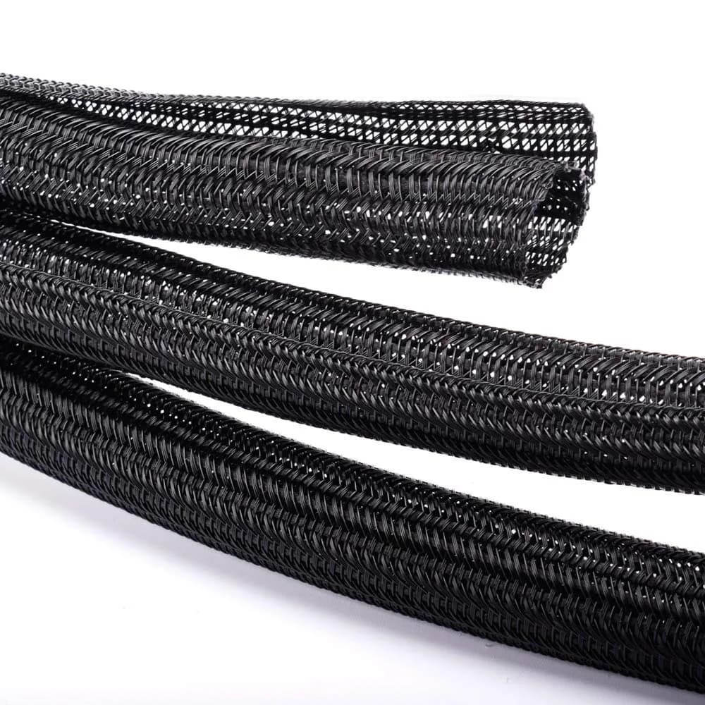 ZhiYo Black Braided Cable Sleeve 20ft (6.1m) | Pet-Resistant Wire Protector Tubing - view 3