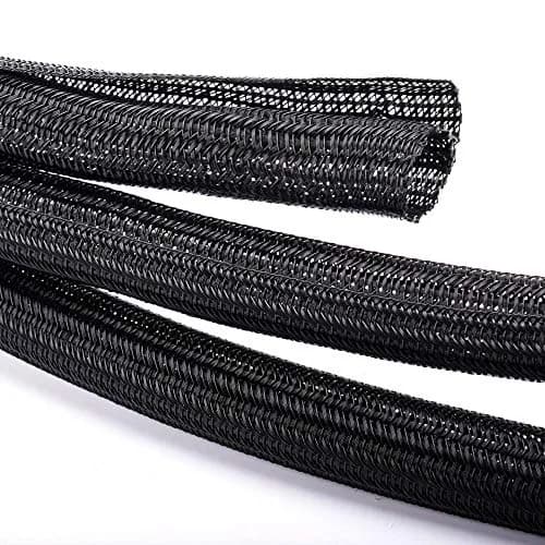 ZhiYo Black Braided Cable Sleeve 20ft (6.1m) | Pet-Resistant Wire Protector Tubing thumbnail 3