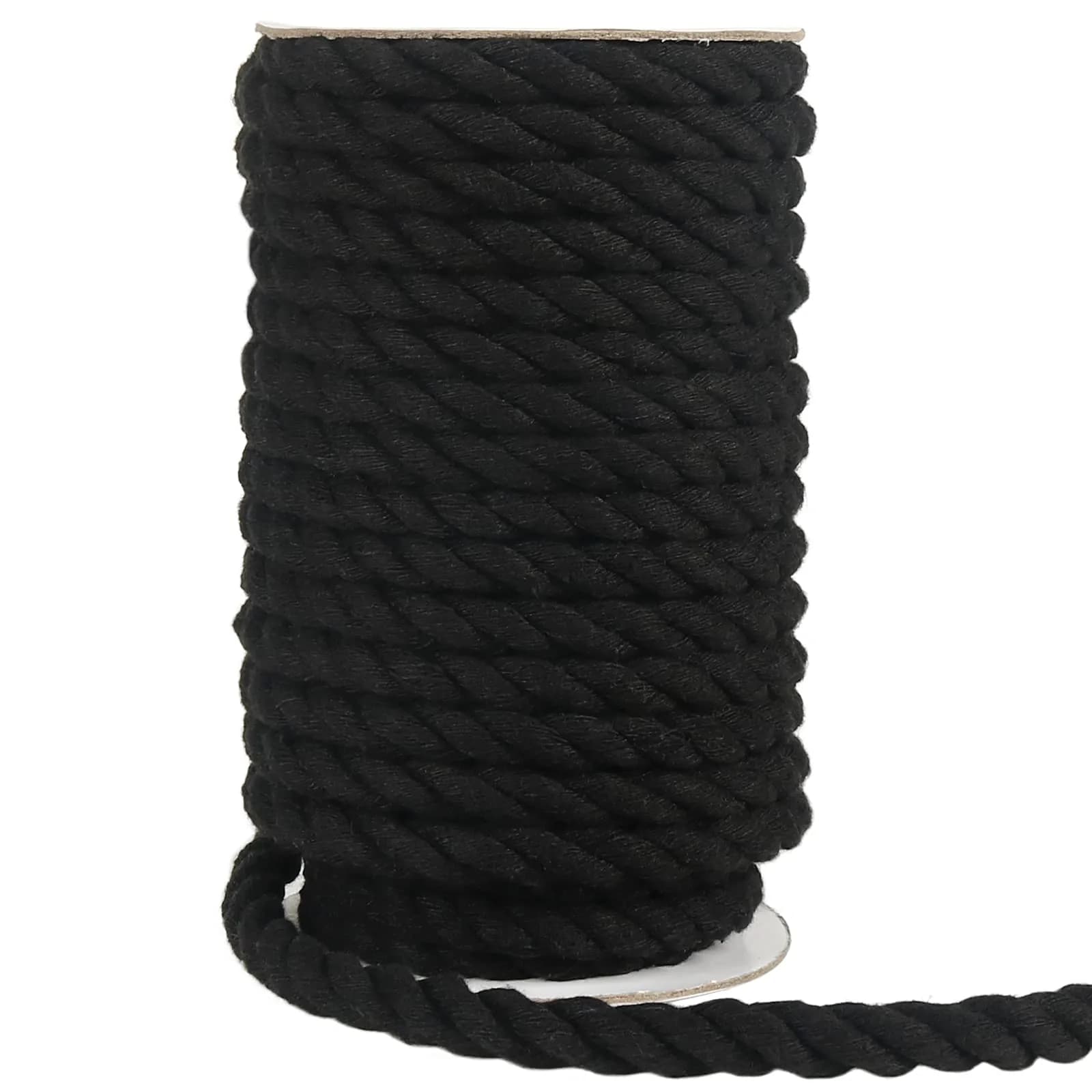 Tenn Well 10mm (3/8 inch) x 15m (50ft) Black Macrame Cord | Strong 3-Ply Twisted Cotton Rope for Crafts