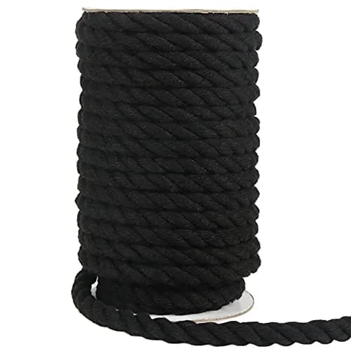Tenn Well 10mm (3/8 inch) x 15m (50ft) Black Macrame Cord | Strong 3-Ply Twisted Cotton Rope for Crafts thumbnail 1