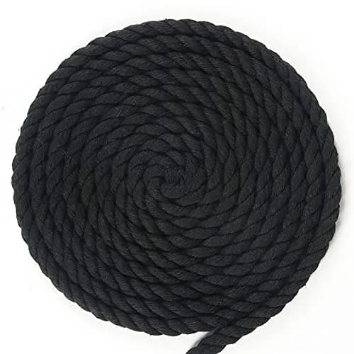 Tenn Well 10mm (3/8 inch) x 15m (50ft) Black Macrame Cord | Strong 3-Ply Twisted Cotton Rope for Crafts thumbnail 3