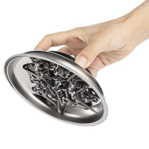 Hedume 6-Piece Round Magnetic Parts Tray Set 7.6cm (3") 10.2cm (4") 15.2cm (6") | Strong Stainless Steel Tool Holder for Mechanics thumbnail 3