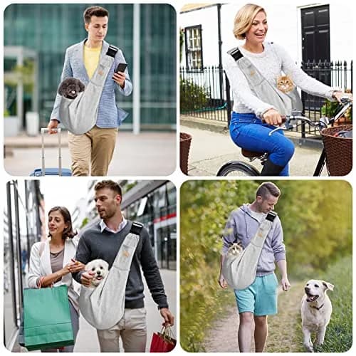 Cuby Dog and Cat Sling Carrier | Reversible Soft Pouch for Small Pets, Adjustable, Grey thumbnail 8