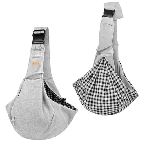 Cuby Dog and Cat Sling Carrier | Reversible Soft Pouch for Small Pets, Adjustable, Grey thumbnail 10