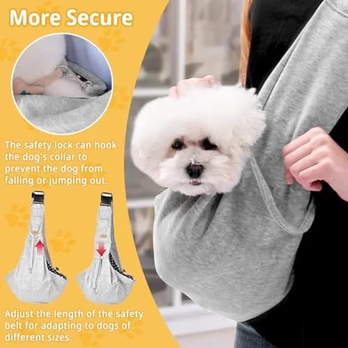 Cuby Dog and Cat Sling Carrier | Reversible Soft Pouch for Small Pets, Adjustable, Grey thumbnail 4