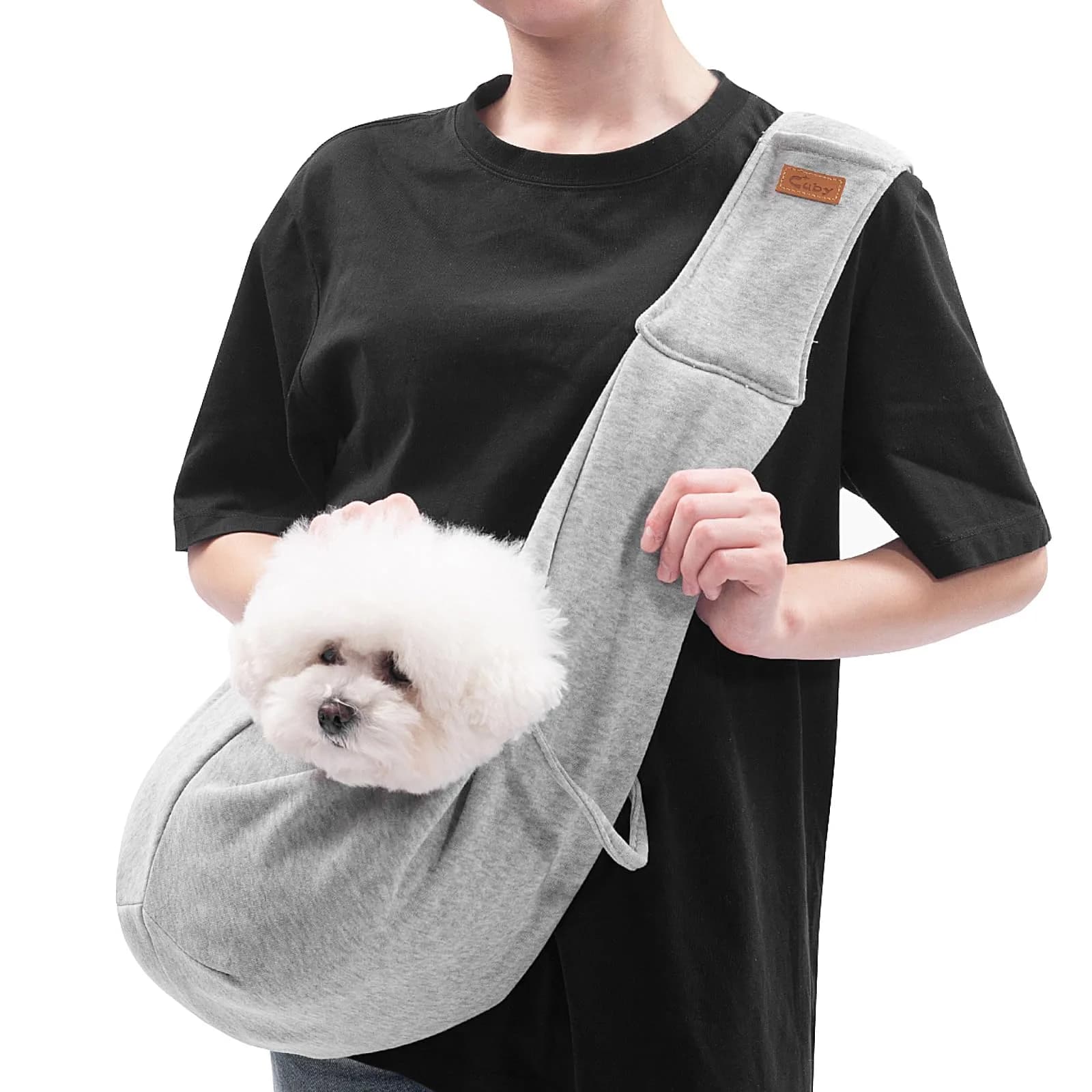 Cuby Dog and Cat Sling Carrier | Reversible Soft Pouch for Small Pets, Adjustable, Grey - main product image