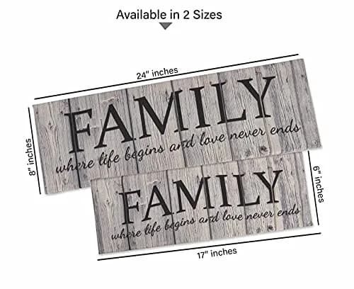 Inkdotpot Stretched Canvas Quotes Wall Art Decor, Family Where Life Begins and Love Never Ends Wall Decor- 6 x 17 Rustic Wall Art Sign- Farmhouse Decor Faux Plaque Sign thumbnail 8