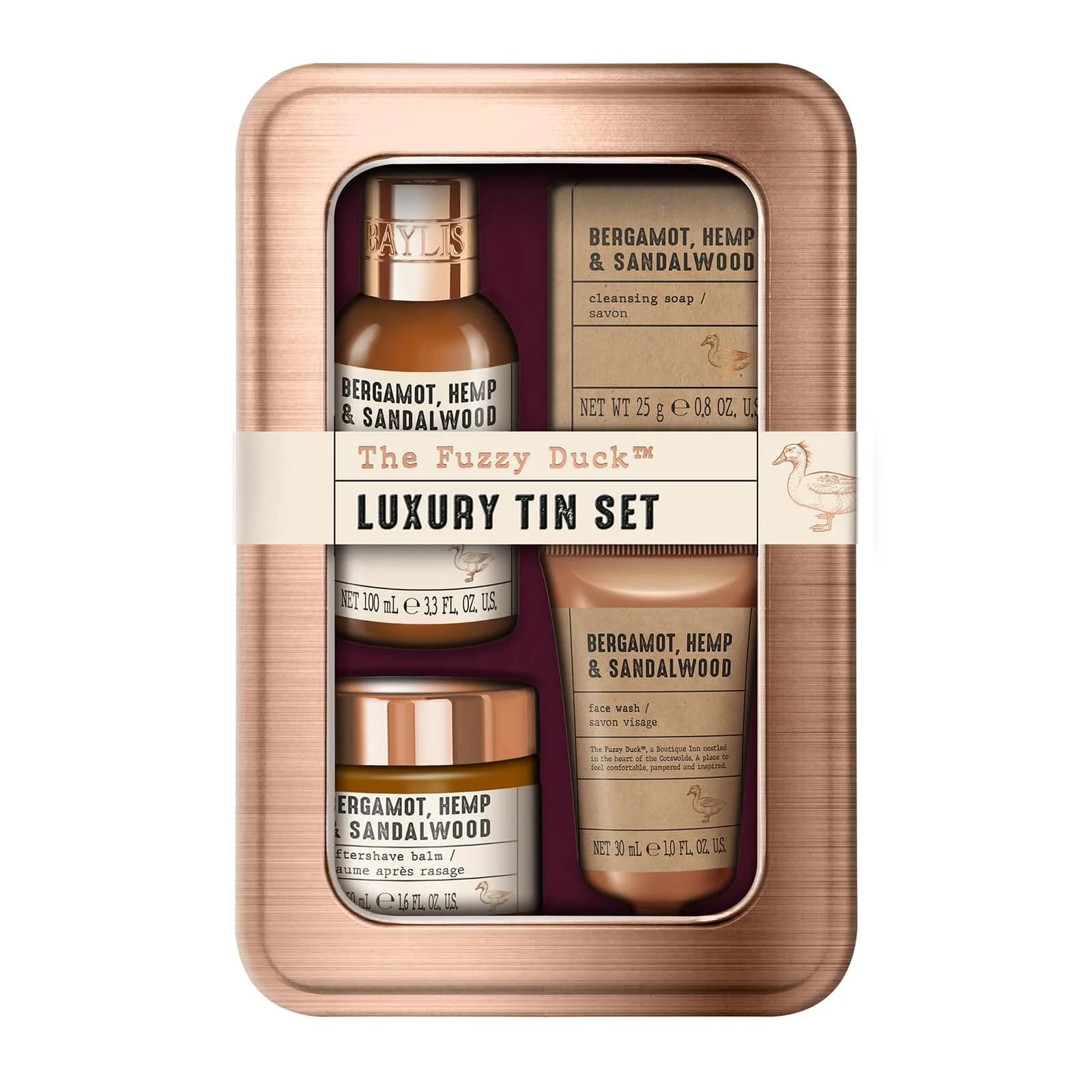 Baylis & Harding Fuzzy Duck Grooming Tin Gift Set for Men | 100ml (3.3 Fl Oz) Hair & Body Wash, 50ml (1.6 Fl Oz) Aftershave Balm, 30ml (1 Fl Oz) Face Wash & 25g Soap - view 2