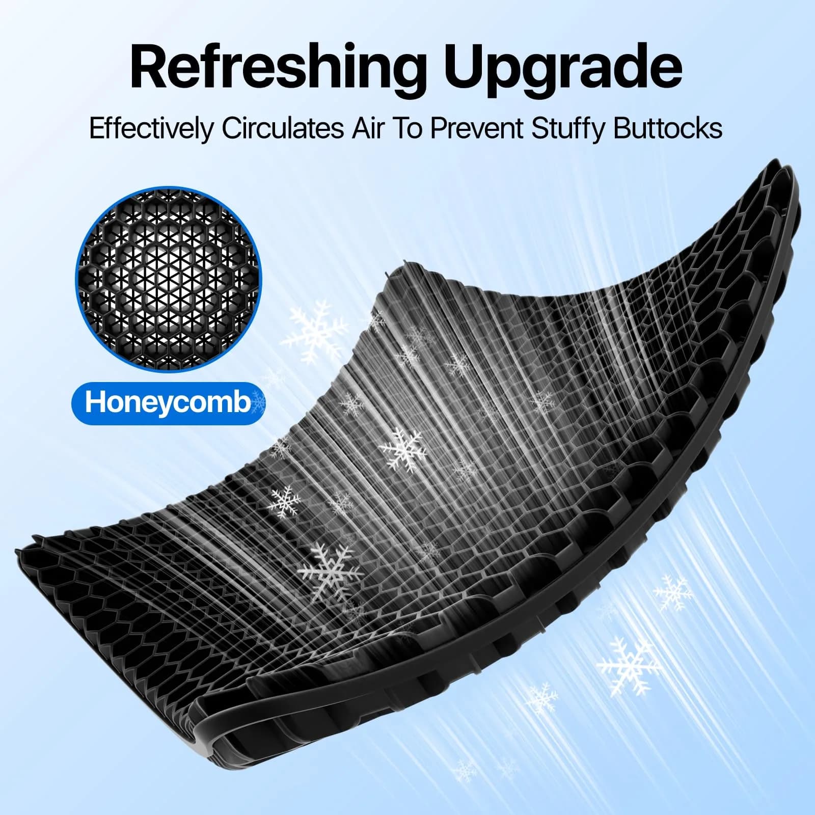 OMCOZY Large Black Gel Seat Cushion with Cooling Honeycomb - Ultimate Pressure Relief for Office Chairs - view 5