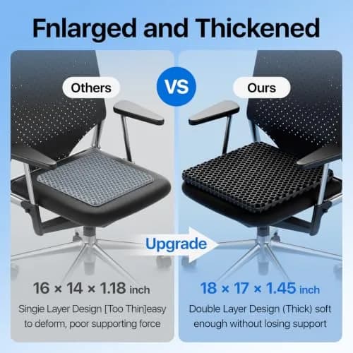 OMCOZY Gel Seat Cushion Large 46cm x 44cm x 3.8cm | Cooling Honeycomb Design for Office Chair, Car, Wheelchair thumbnail 6