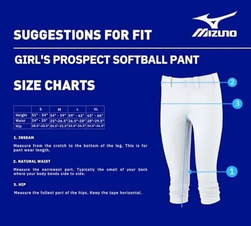 Mizuno Youth Girl's Prospect Softball Pant, Grey, Small | Durable, Moisture-Wicking Sport Pants for Girls thumbnail 2