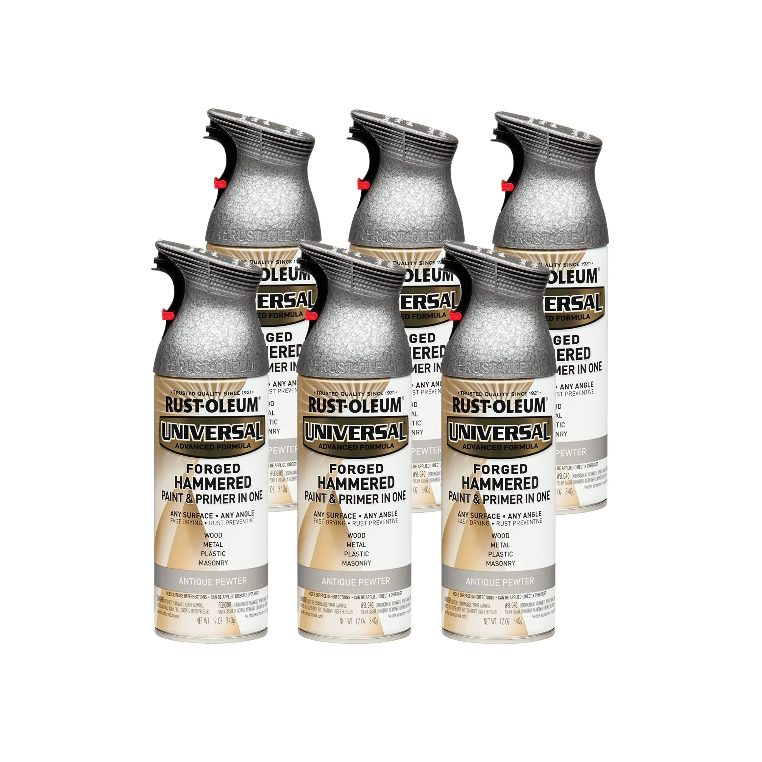 Rust-Oleum Universal Hammered Antique Pewter Spray Paint - 12 oz (Pack of 6) - main product image