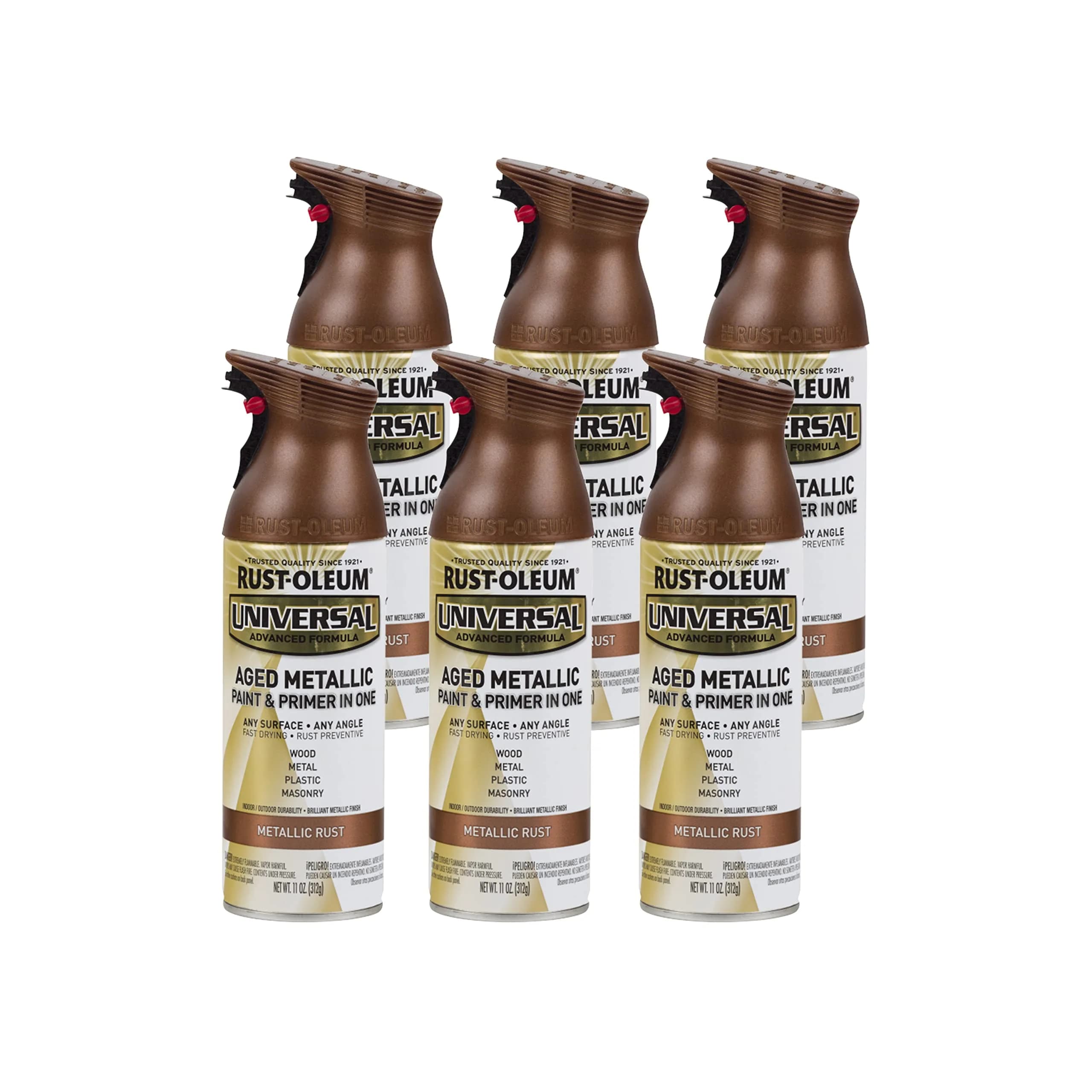 Rust-Oleum Universal Aged Metallic Spray Paint, Frosted Pearl Clear, Metallic Rust, 11 oz (Pack of 6) - main product image
