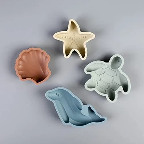 BLUE GINKGO Silicone Beach Toys, 7-Piece Set, Yellow | Soft, Travel-Friendly Sand Play thumbnail 5