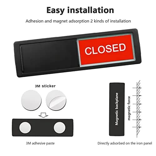 LoYinLo Open Closed Black Sign 18cm x 5cm | Dual-Sided Privacy Indicator for Businesses - view 3