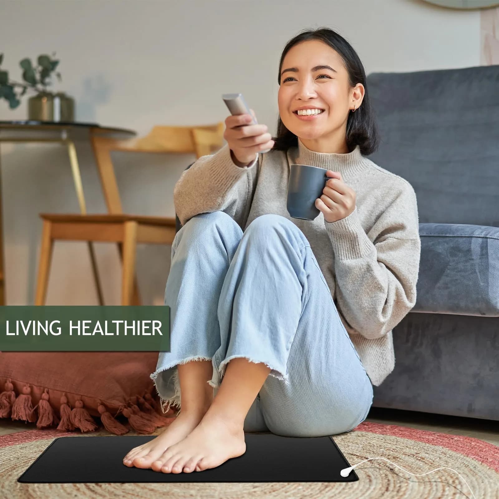 NIULAFR Grounding Mat 100 cm (39 in) with 4.57 m (15 ft) Cord | Connect to Earth for Energy & Pain Relief - view 5