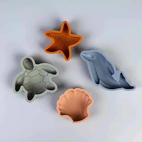 BLUE GINKGO Silicone Beach Toys, 7-Piece Set | Soft, Travel-Ready Sand Play for Kids thumbnail 5