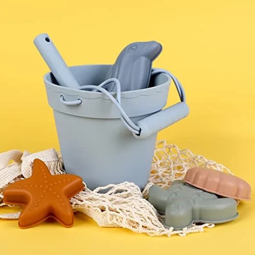 BLUE GINKGO Silicone Beach Toys, 7-Piece Set | Soft, Travel-Ready Sand Play for Kids thumbnail 3