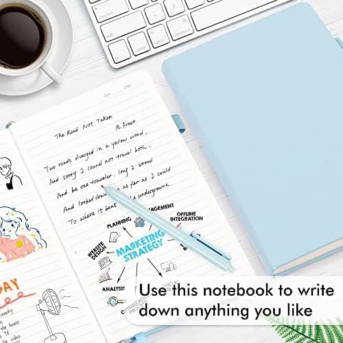 Feela 12 Pack Hardcover Notebooks Light Blue | Classic Ruled Lined Journals with Pen Holder (5.1”x8.3” | A5) thumbnail 4