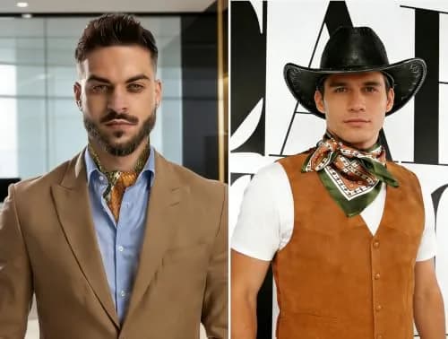 GERINLY Silk Bandana Cowboy Neck Scarf for Head Men Ascot Satin Pashmina 70cm x 70cm | Classic Plaid Pattern for All Seasons thumbnail 4