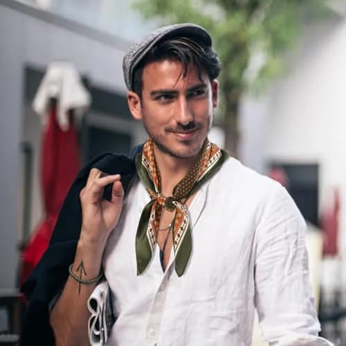 GERINLY Silk Bandana Cowboy Neck Scarf for Head Men Ascot Satin Pashmina 70cm x 70cm | Classic Plaid Pattern for All Seasons thumbnail 3