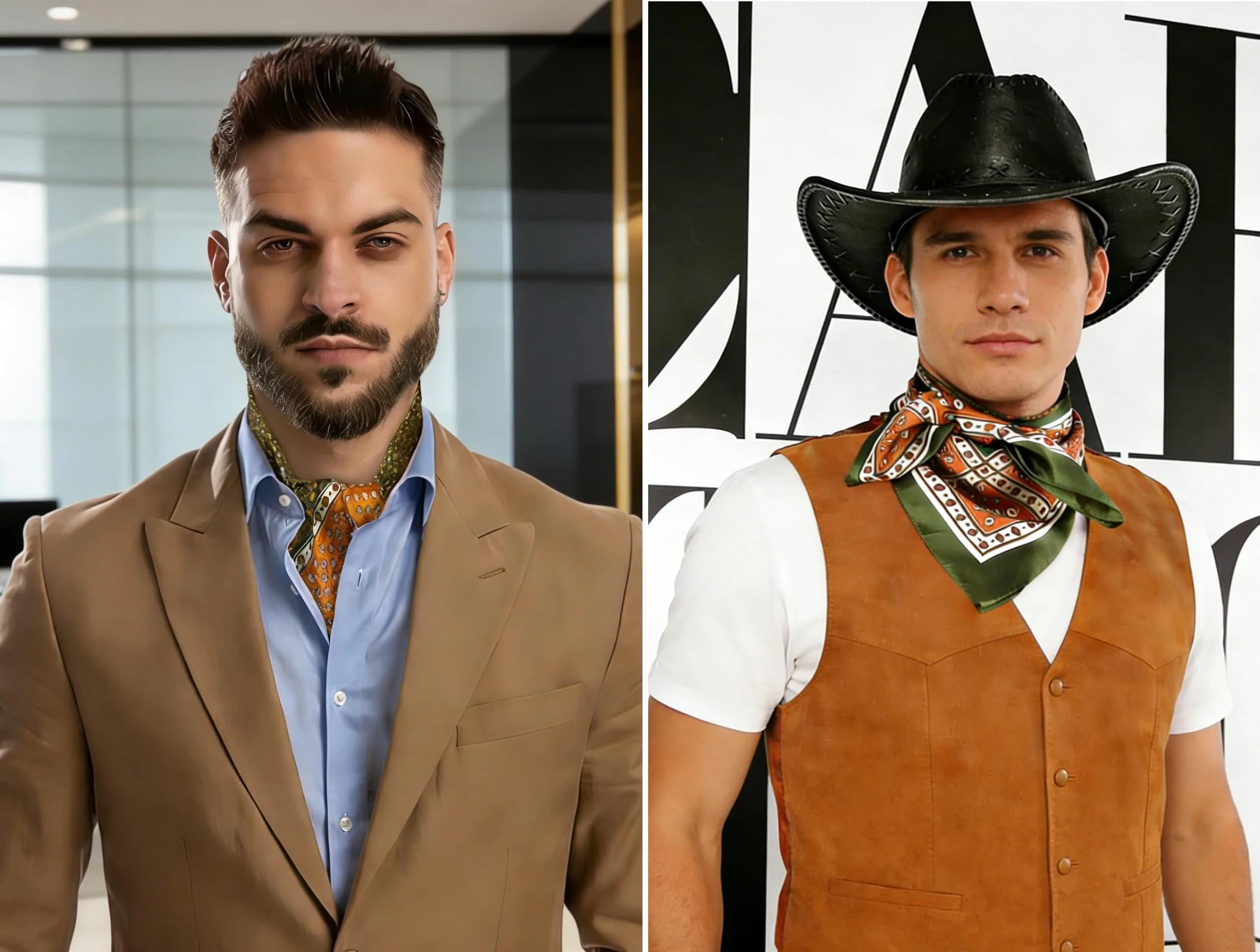 GERINLY Silk Bandana Cowboy Neck Scarf for Head Men Ascot Satin Pashmina 70cm x 70cm | Classic Plaid Pattern for All Seasons - view 4