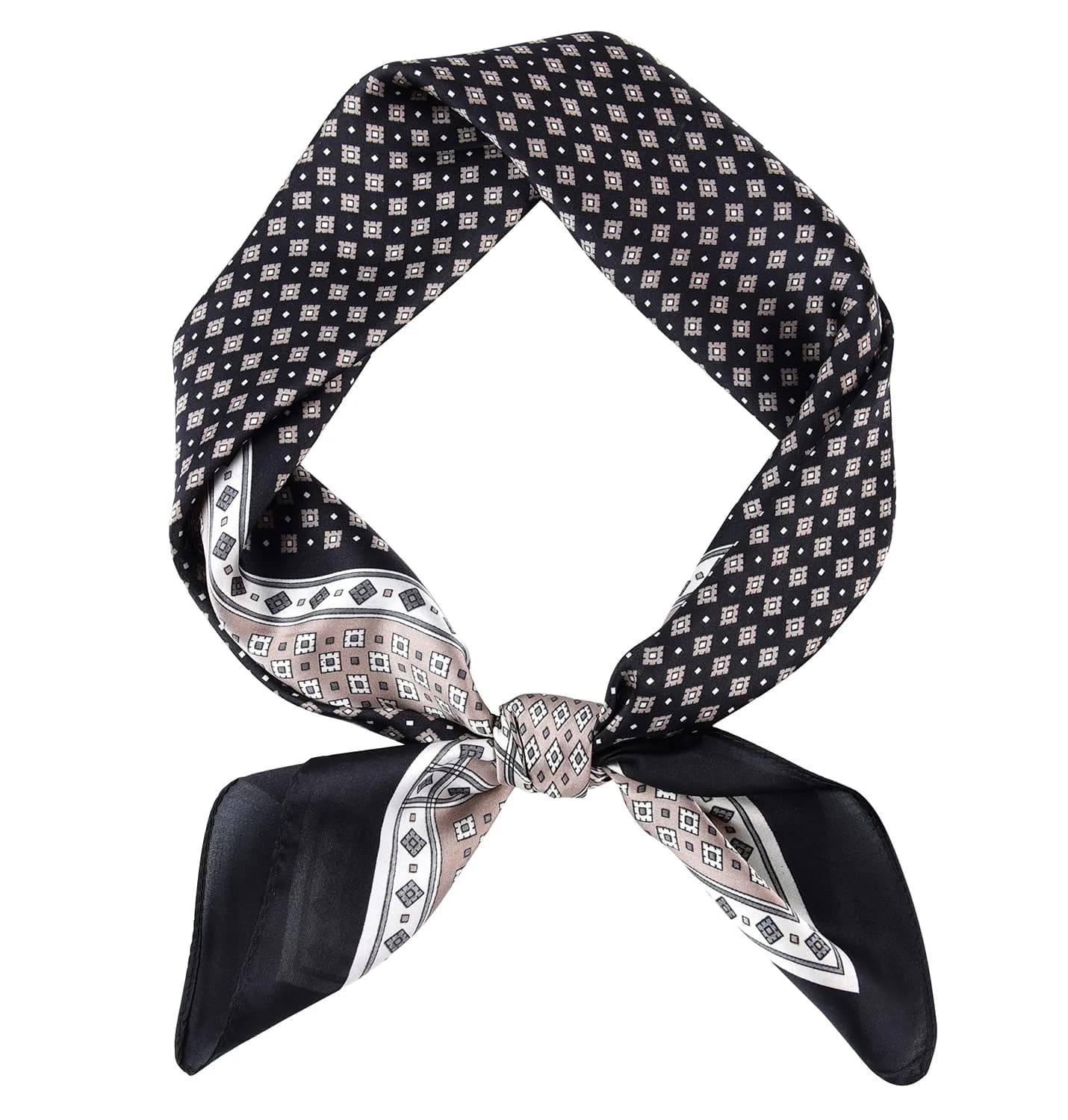 GERINLY Black Silk Bandana for Men Fashion Neckerchief Plaid Scarf 70cm (27.5 inches) | Classic Style - main product image