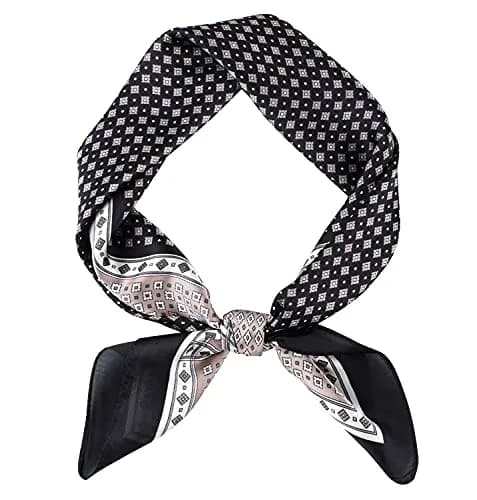 GERINLY Black Silk Bandana for Men Fashion Neckerchief Plaid Scarf 70cm (27.5 inches) | Classic Style thumbnail 1