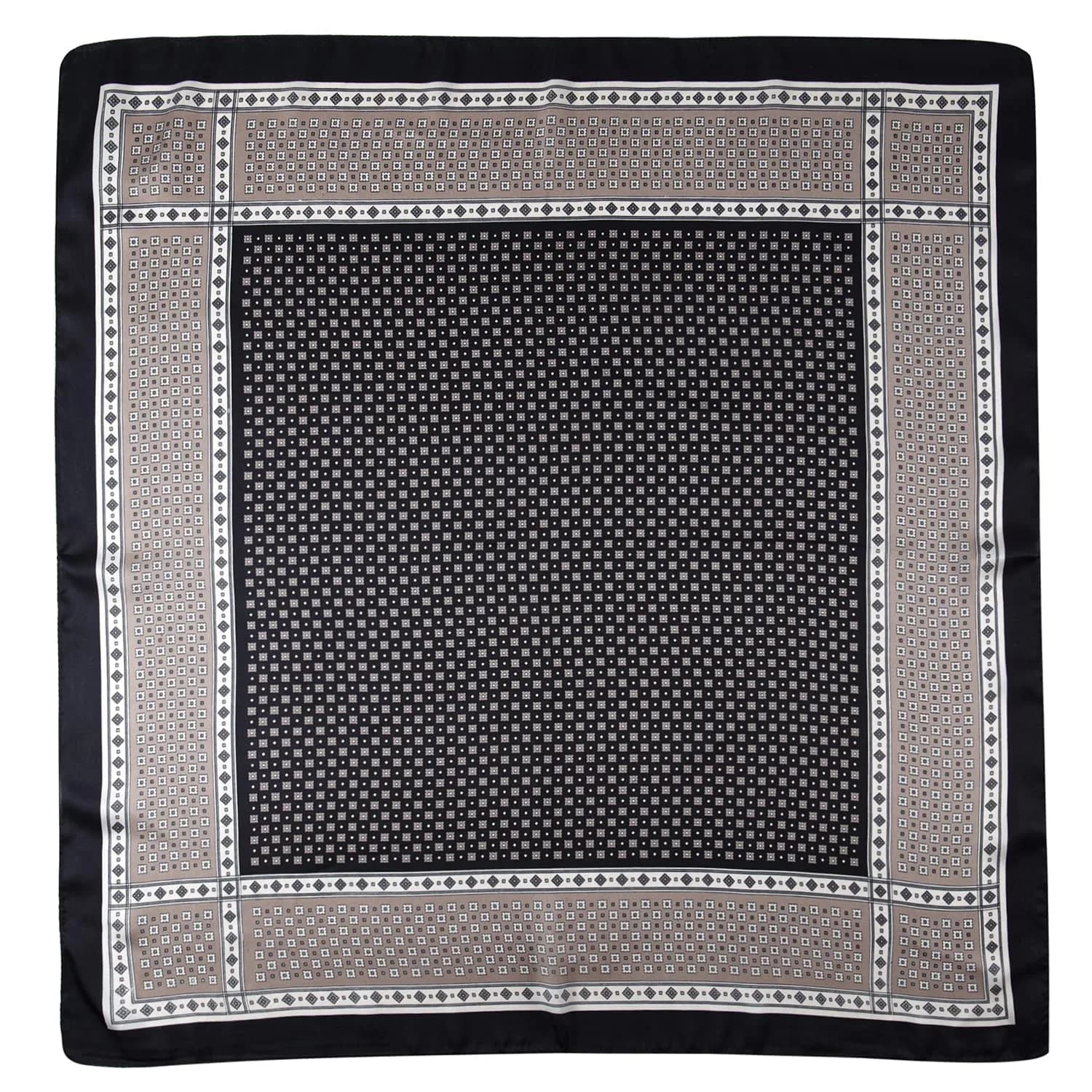 GERINLY Black Silk Bandana for Men Fashion Neckerchief Plaid Scarf 70cm (27.5 inches) | Classic Style - view 2