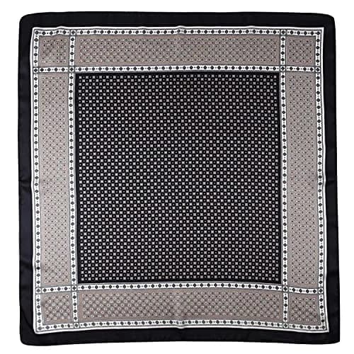 GERINLY Black Silk Bandana for Men Fashion Neckerchief Plaid Scarf 70cm (27.5 inches) | Classic Style thumbnail 2