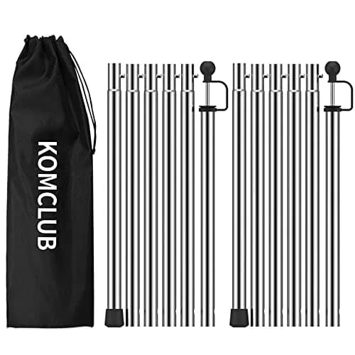 KOMCLUB Telescoping Tent Poles Set of 2 | Heavy Duty Stainless Steel Adjustable Poles for Tarps & Tents thumbnail 1