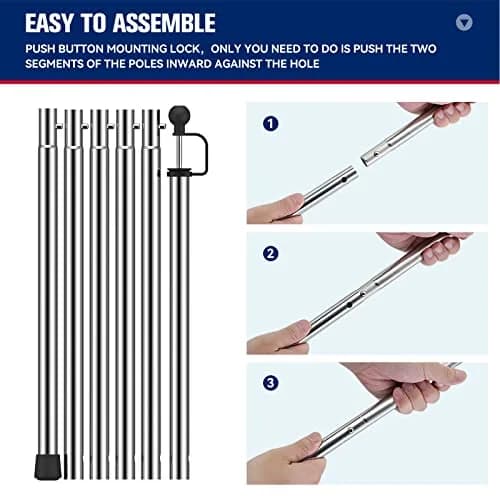 KOMCLUB Telescoping Tent Poles Set of 2 | Heavy Duty Stainless Steel Adjustable Poles for Tarps & Tents thumbnail 5