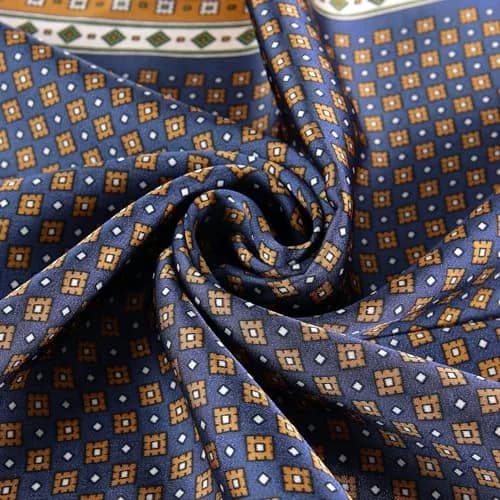 GERINLY Silk Neckerchief Men Neck Scarf Cravat Blue Ascot Ties Bandana 70cm (27.5 inches) | Classic Plaid Design for Suave Style thumbnail 6