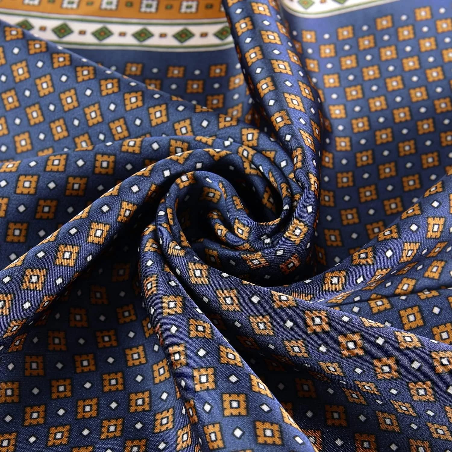 GERINLY Silk Neckerchief Men Neck Scarf Cravat Blue Ascot Ties Bandana 70cm (27.5 inches) | Classic Plaid Design for Suave Style - view 6