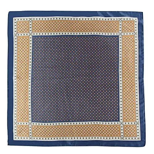 GERINLY Silk Neckerchief Men Neck Scarf Cravat Blue Ascot Ties Bandana 70cm (27.5 inches) | Classic Plaid Design for Suave Style thumbnail 2