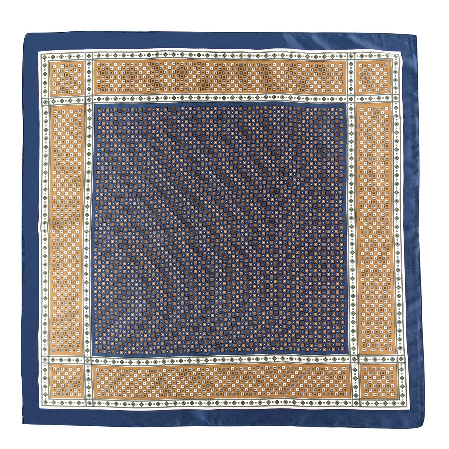 GERINLY Silk Neckerchief Men Neck Scarf Cravat Blue Ascot Ties Bandana 70cm (27.5 inches) | Classic Plaid Design for Suave Style - view 2
