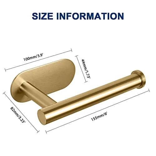NearMoon Self Adhesive Toilet Paper Holder Brushed Gold | Rustproof SUS304 Stainless Steel No Drilling thumbnail 4