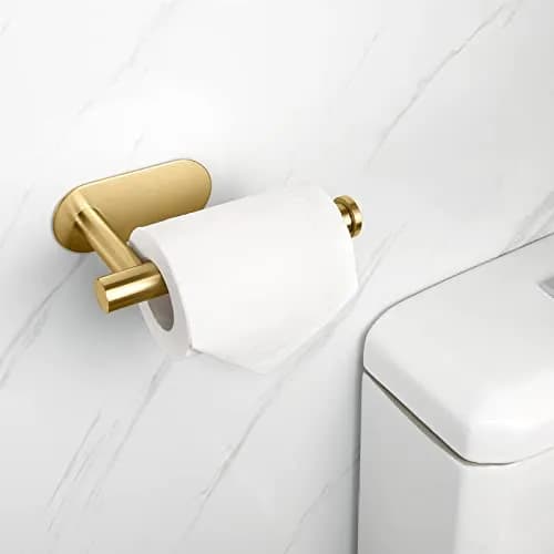 NearMoon Self Adhesive Toilet Paper Holder Brushed Gold | Rustproof SUS304 Stainless Steel No Drilling thumbnail 7